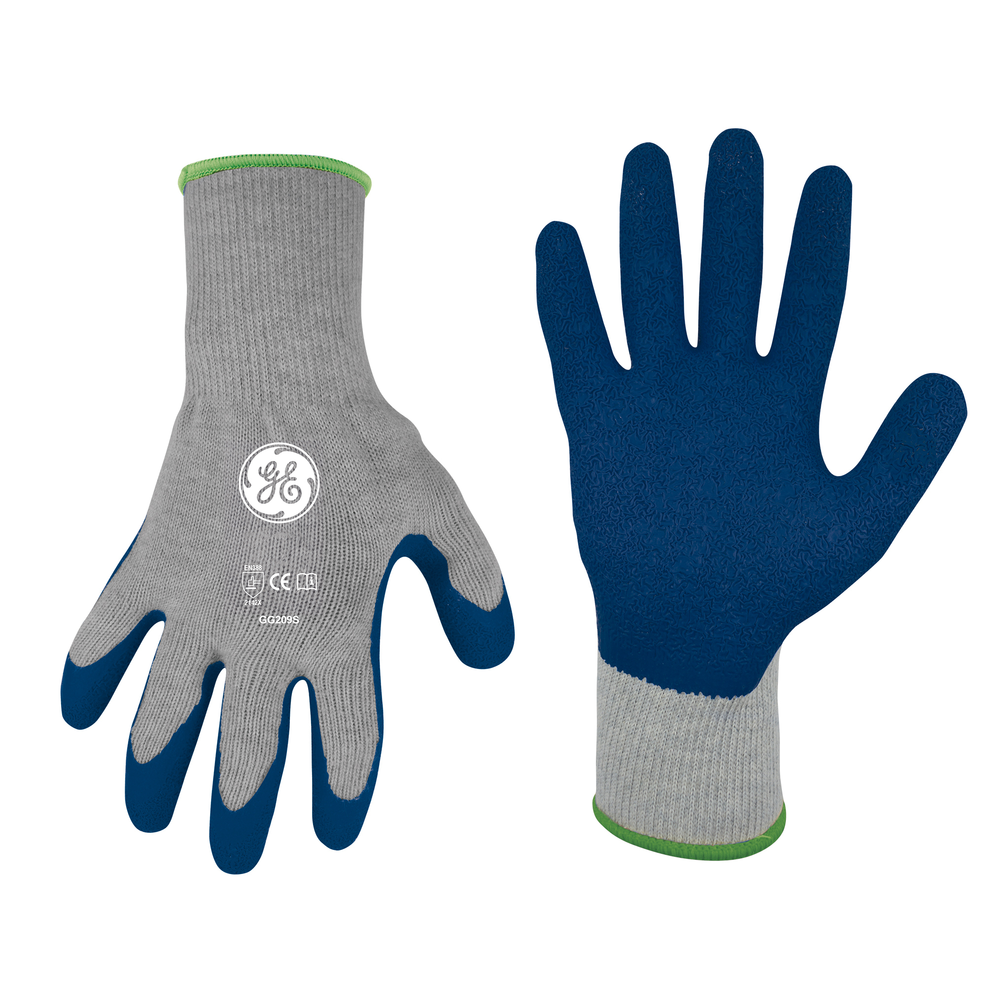 General Electric Crinkle Dipped Gloves, 10 GA, Blue/Gray, 1 pair XL